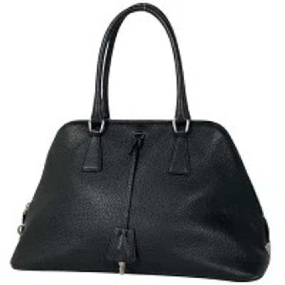 Prada Plate Handbag Leather Nero Black